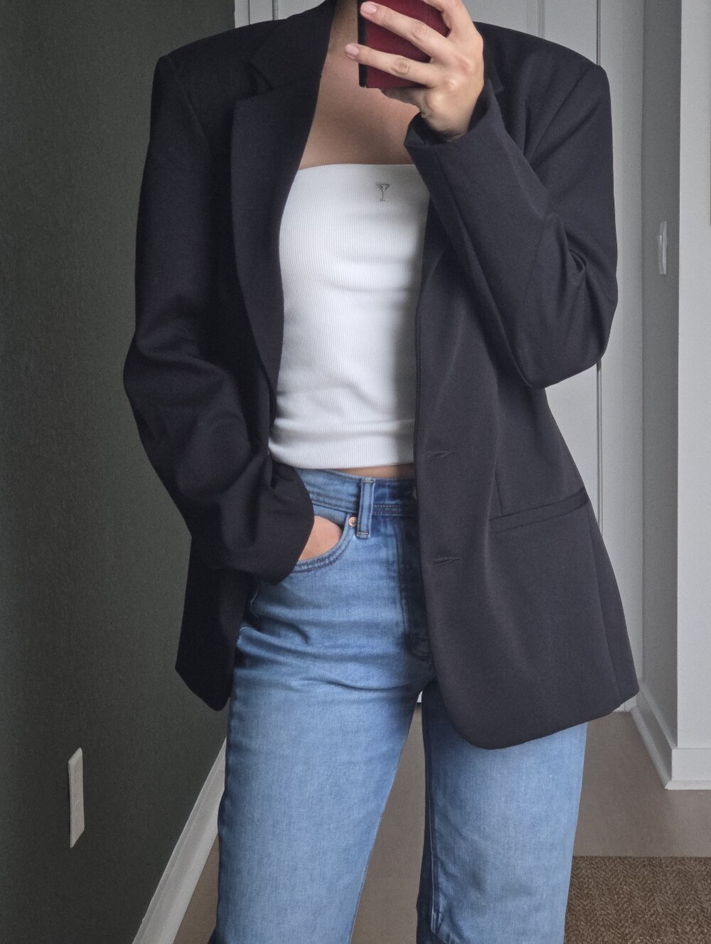 Herve Leger Blazer, Small, Oversized, Black, Shoulder Caps, Casual